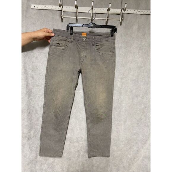 Hugo Boss Jeans Men 32 x 30 Gray‎ Denim Pants Casual Preppy Orange Label Pockets - Picture 1 of 12
